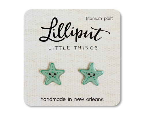 Lilliput Post Earrings - Aqua Starfish