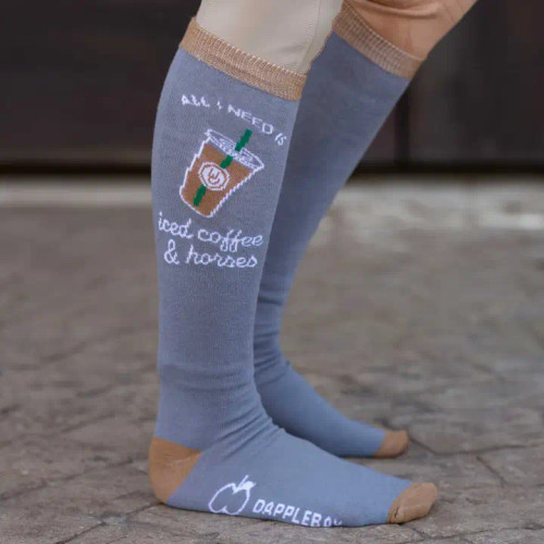 Dapplebay Knit Boot Socks - Iced Coffee & Horses