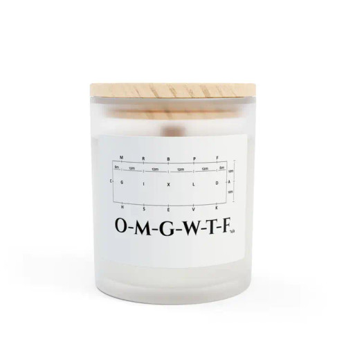 Frosted Glass Candle, 11oz - Dressage Course - OMGWTF - Vanilla