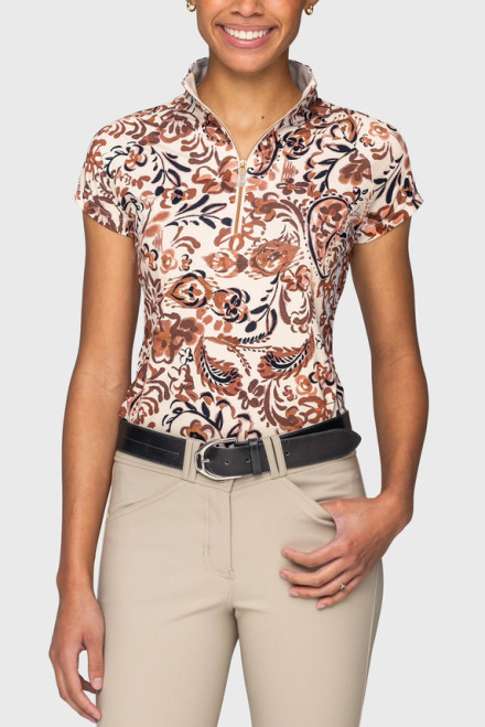 Kastel Denmark Sienna Ikat w/ Rose Gold Cap Sleeve 1/4 Zip Sun Shirt