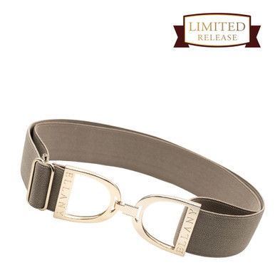 Ellany Taupe - 1.5" Gold Stirrup Elastic Belt