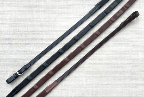 Red Barn Bump Grip Rubber Reins - 5/8" - Black Buckle Ends Or Brown Stud Ends