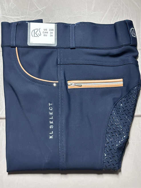 KL Select Gabrielle Full Seat Breech - Navy/Camel