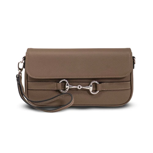 Tucker Tweed Wellington Convertible Pochette - Taupe Silver Bit