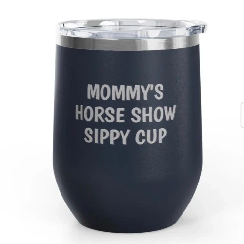 Wine Tumbler, 12oz - Mommy's Sippy Cup - Navy