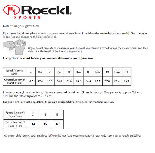 Roeckl Sizing Chart