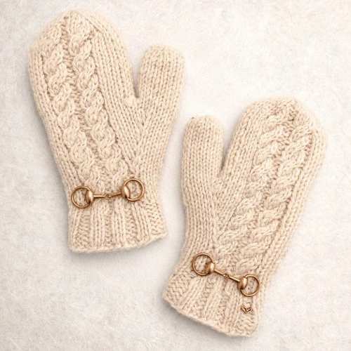 Snaffle Bit Ecru Knit Mittens