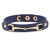 Vegan Leather Bracelet with Gold Tone Snaffle Bit - Navy