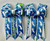 Blue, White & Lime Green with Jumping Horses Show Bows