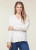 Lace Trim V-Neck Long Sleeve Shirt - Soft White