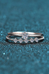 Moissanite 925 Sterling Silver Ring Set