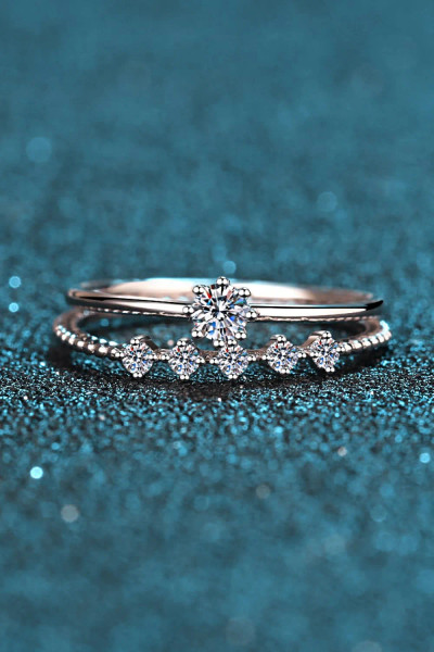 Moissanite 925 Sterling Silver Ring Set