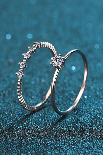 Moissanite 925 Sterling Silver Ring Set