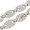 Rhodium .925 Silver Iced Puff Mariner Link Chain; 24" Inches