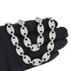 Rhodium .925 Silver Iced Puff Mariner Link Chain; 24" Inches