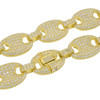 Yellow Gold Finish .925 Silver Iced Out Puff Mariner Link Chain; 24" Inches