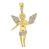 10k Gold Diamond Angel Charm Pendant