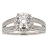 .925 Silver Solitaire with Halo and Split Shank Engagement Ring