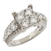 .925 Silver Square Cluster Style Accented Shank Ring