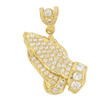 10k Gold Iced Praying Hands Pendant