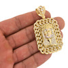 10k Gold esus Christ w/ Cuban Link Bezel Dog Tag Pendant