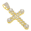 .925 Silver Gold Finish Iced Out Cuban Link Cross Pendant