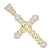 .925 Silver Gold Finish Iced Out Cuban Link Cross Pendant