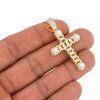 .925 Silver Gold Finish Iced Out Cuban Link Cross Pendant