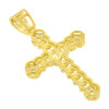 .925 Silver Gold Finish Iced Out Cuban Link Cross Pendant