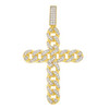 .925  Silver Gold Finish Cuban Link Style Cross Pendant