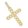 .925  Silver Gold Finish Cuban Link Style Cross Pendant