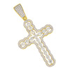 .925 Silver Gold Finish Fancy Iced Out Cross Pendant