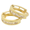 10k Gold Simulated Diamond Small Channel Set Hoop Earrings