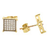 10k Gold Square Pave Hip Hop Style Earrings