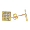 10k Gold 7mm Square Pave Earrings