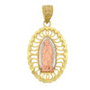 10k Gold Small Tri Color Vrigin Mary Pendant
