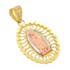 10k Gold Small Tri Color Vrigin Mary Pendant