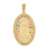 10k Gold Tri Color Oval Virgin Mary Pendant