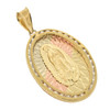 10k Gold Tri Color Oval Virgin Mary Pendant