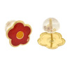 10k Gold Red Flower Shaped Earrings