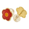 10k Gold Red Flower Shaped Earrings