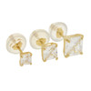 10k Gold 3mm Princess Cut Stud Earrings