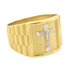 10k Gold Cross Watch Band Style Ring