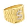 10k Gold Dollar Sign Watch Band Style Ring
