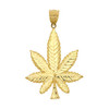 10k Gold Big Weed Leaf Pendant