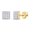14k Gold Diamond 5.5mm Square Invisible Set Earrings