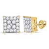 10k Gold Diamond 6.5mm Cube Style Earrings