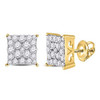 10k Gold Diamond 7.5mm Cube Style Earrings
