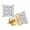 10k Gold Diamond 8mm Cube Style Earrings