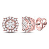 14k Rose Gold Diamond 7mm Cluster Bezel Earrings